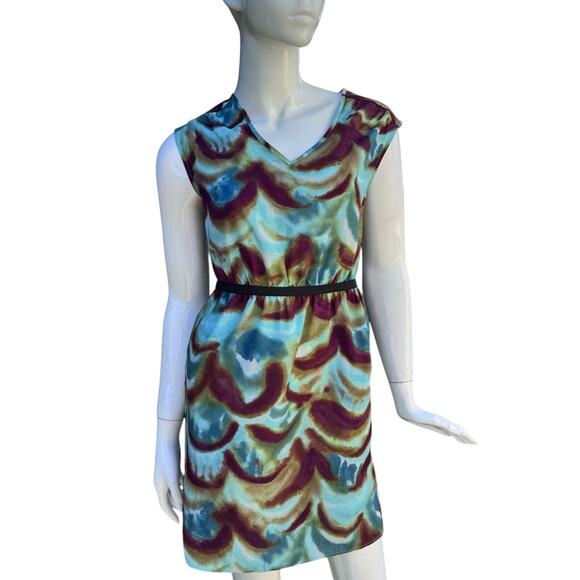 Ann Taylor LOFT Sheath Dress V-Neck Multicolor Pockets Women's Petites Size 00P - Picture 1 of 9